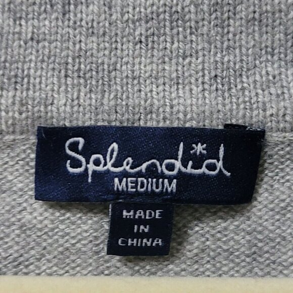 Splendid Wool Blend Cowl Neck Button Side Cozy Gray Pullover Sweater Medium - Picture 10 of 12